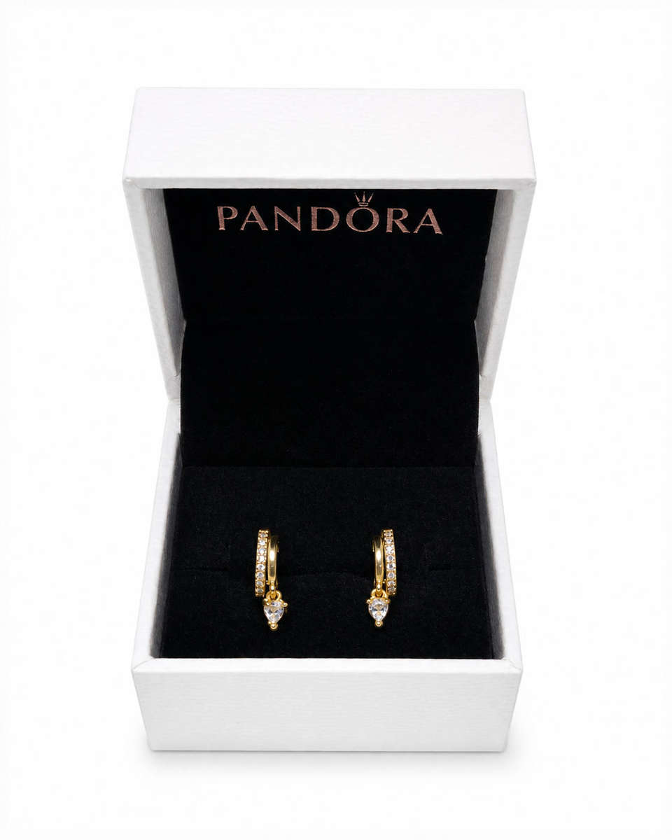 ***Pandora Dangling Heart Hoop Earrings SKU: 263685C01***
