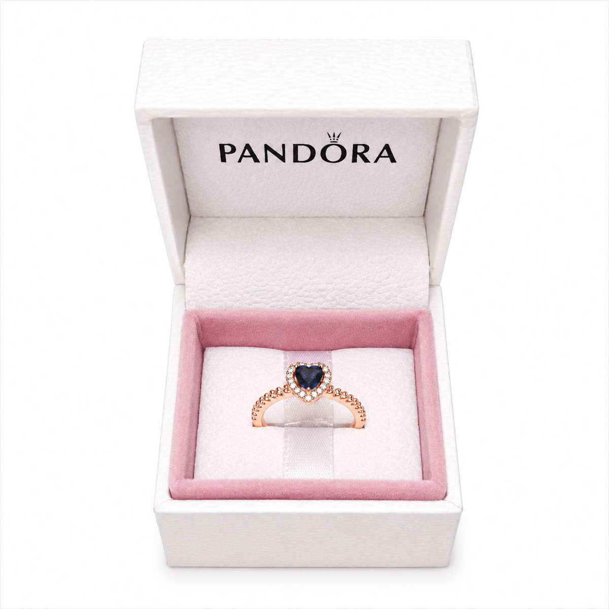 Pandora Sparkling Blue Elevated Heart Ring SKU: 188421C01