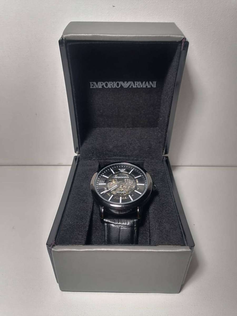 ***Emporio Armani Automatic Black Leather Men's Watch AR6008 ***