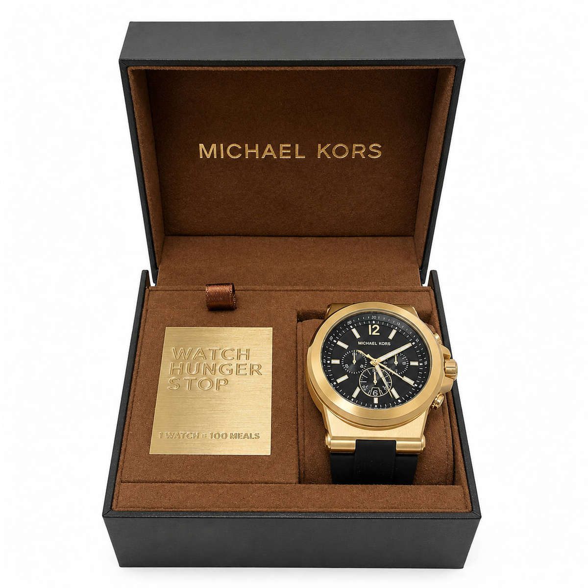 ***Michael Kors Dylan Chronograph Black Dial Black Rubber Strap Watch for Men - MK8445***