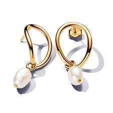 Pandora Organically Shaped Circle & Baroque Treated Freshwater Cultured Pearl Earrings SKU: 263281