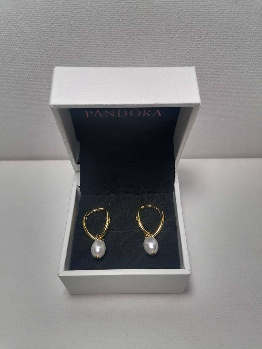 Pandora Organically Shaped Circle & Baroque Treated Freshwater Cultured Pearl Earrings SKU: 263281