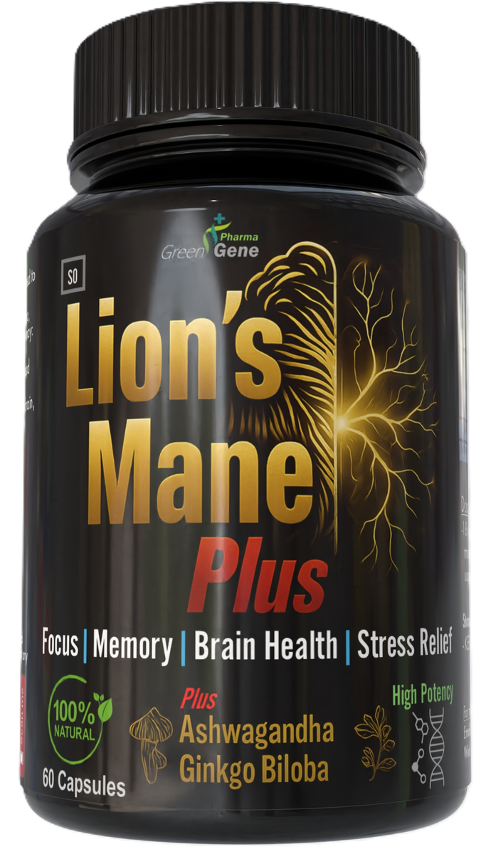Lion's Mane Plus - Mental Clarity, Memory & Stress Relief (With Ashwagandha & Ginkgo Biloba)