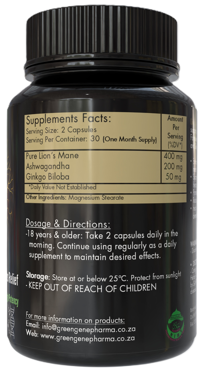 Lion's Mane Plus - Mental Clarity, Memory & Stress Relief (With Ashwagandha & Ginkgo Biloba)
