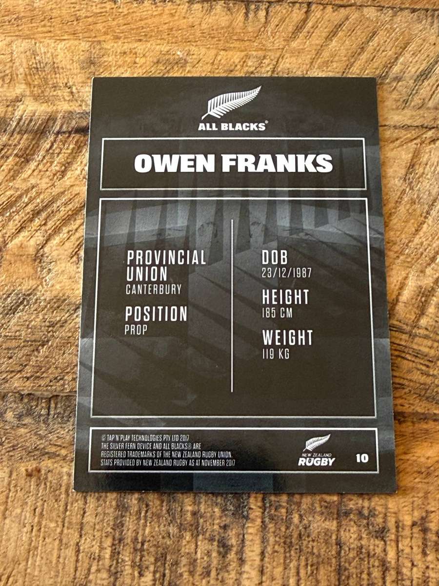 Rugby Card - Owen Franks 2017 Tap and Play Rugby Card