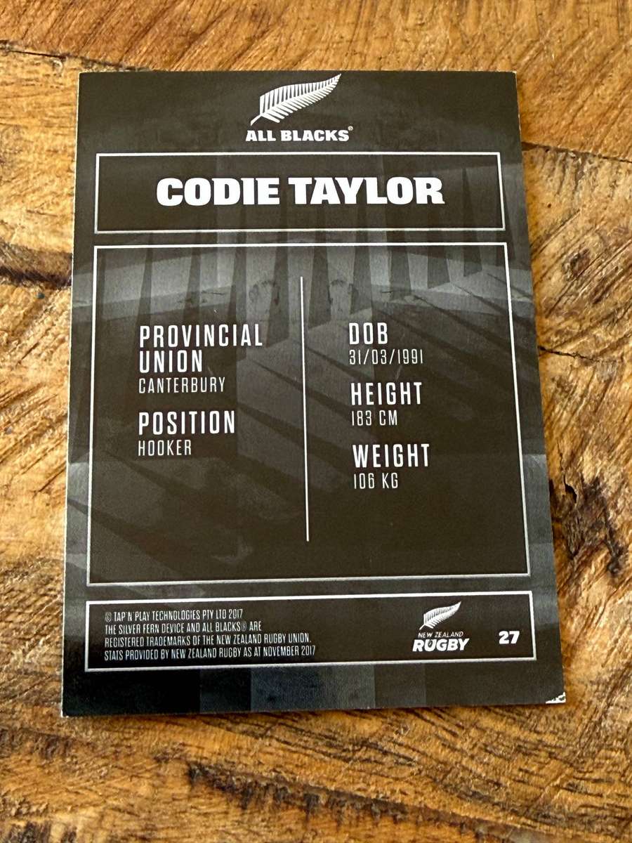 Rugby Card - Codie Taylor 2017 Tap and Play Rugby Card