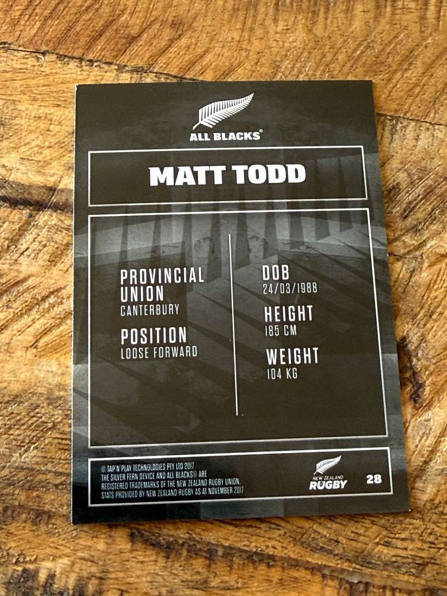 Rugby Card - Matt Todd 2017 Tap and Play Rugby Card