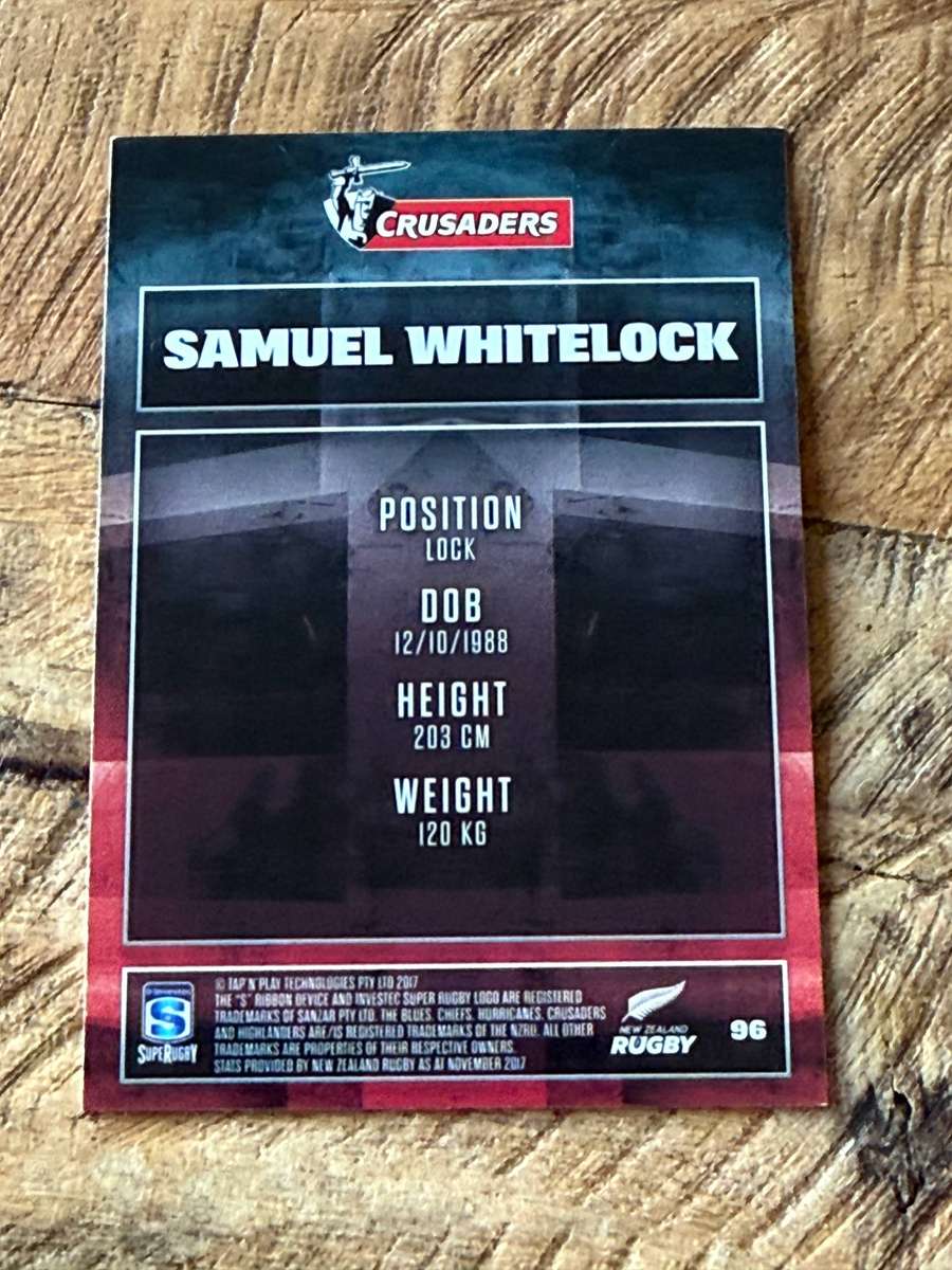 Rugby Card - Samuel Whitelock (Crusaders) 2017 Tap and Play Rugby Card