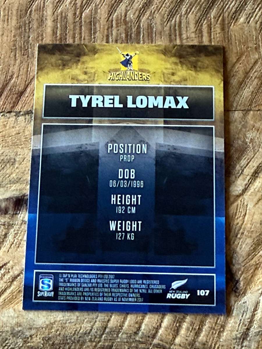 Rugby Card - Tyrel Lomax (Highlanders) 2017 Tap and Play Rugby Card