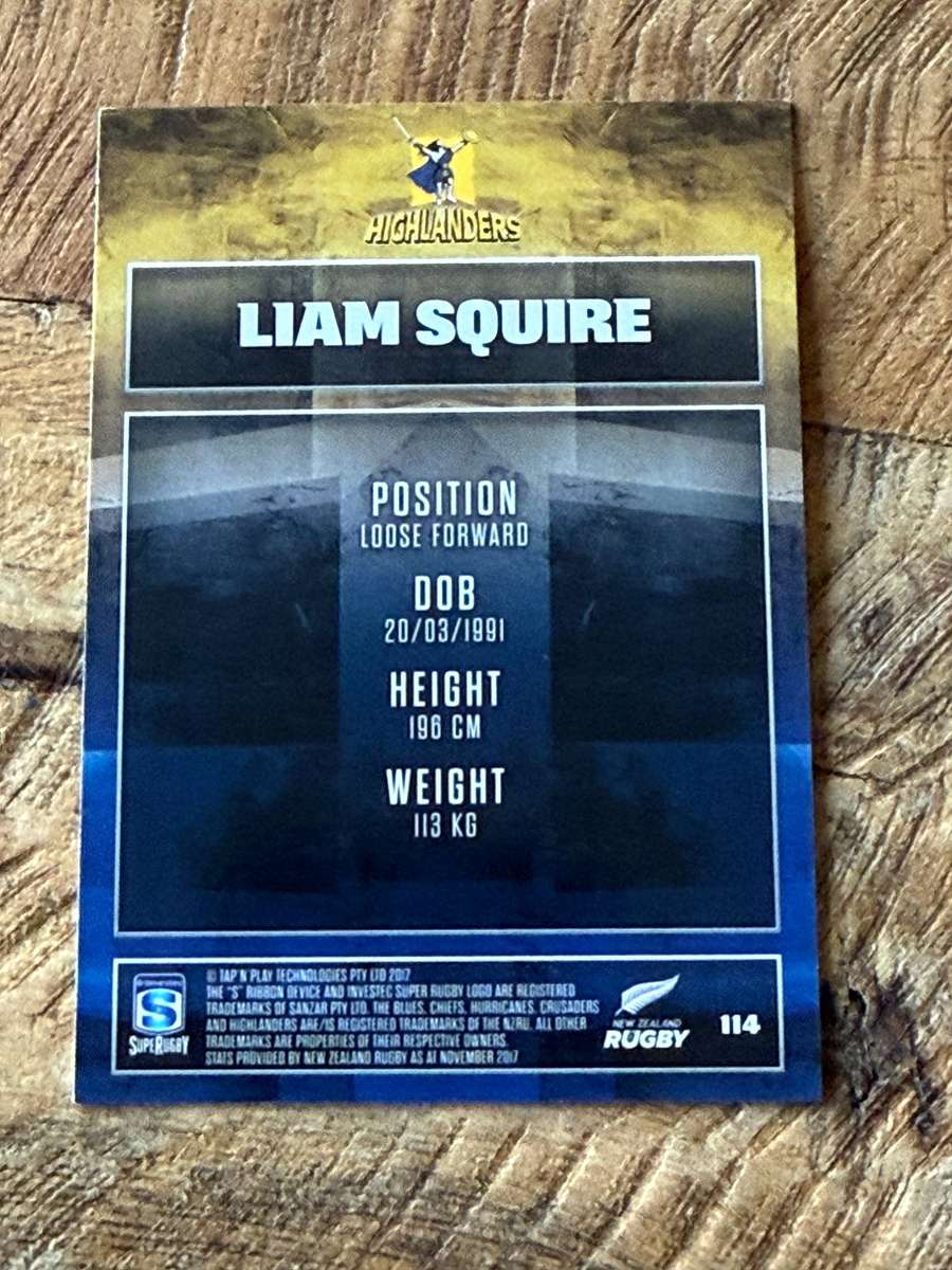 Rugby Card - Liam Squire (Highlanders) 2017 Tap and Play Rugby Card