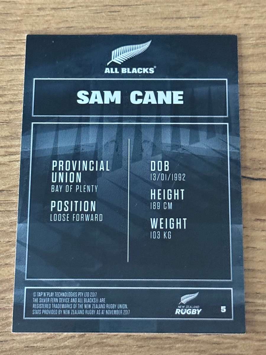 Rugby Card - Sam Cane 2017 Tap and Play Rugby Card
