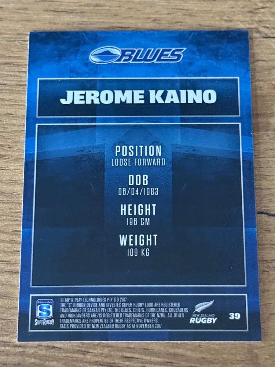 Rugby Card - Jerome Kaino (Blues) 2017 Tap and Play Rugby Card