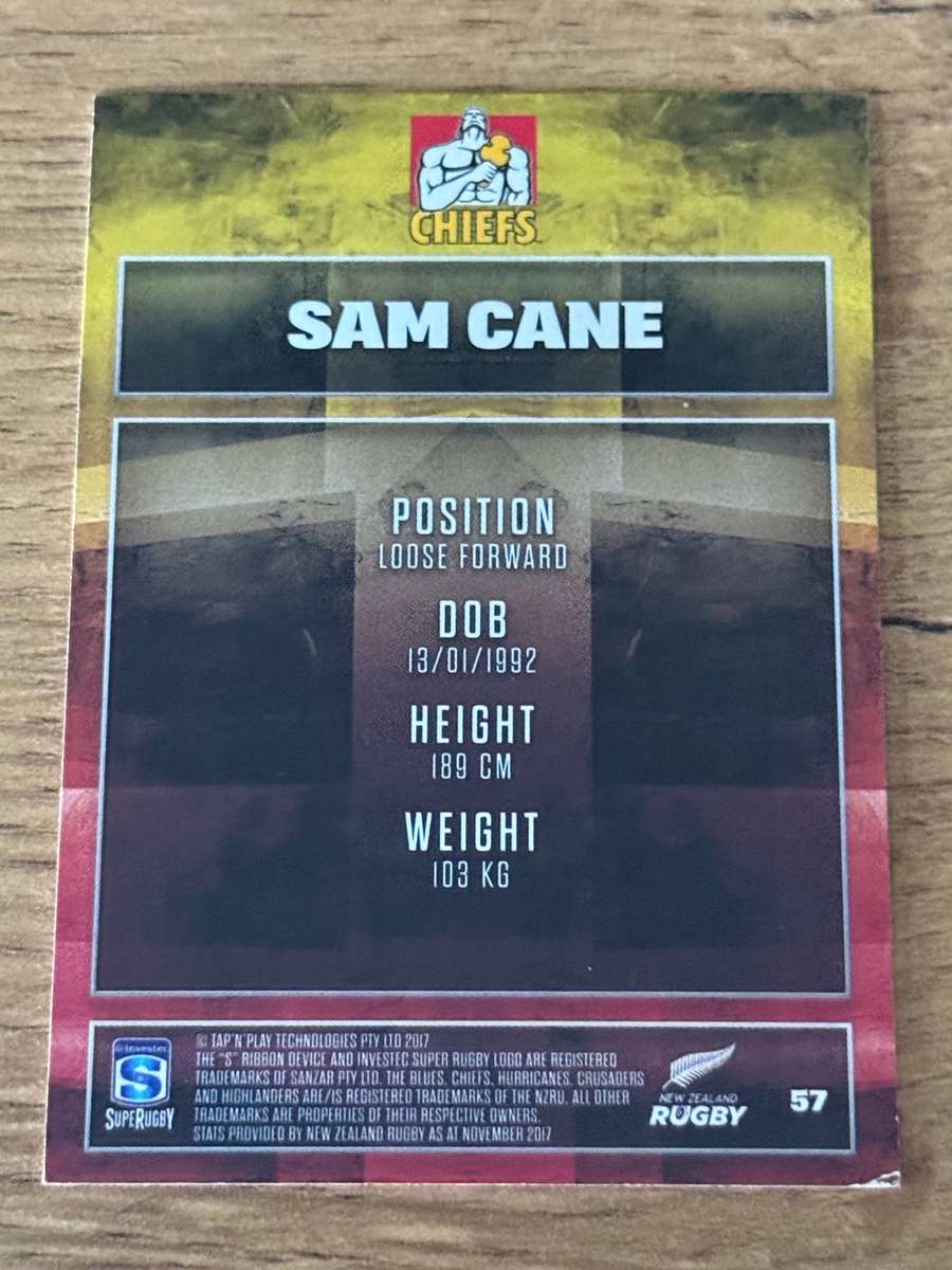 Rugby Card - Sam Cane (Chiefs) 2017 Tap and Play Rugby Card
