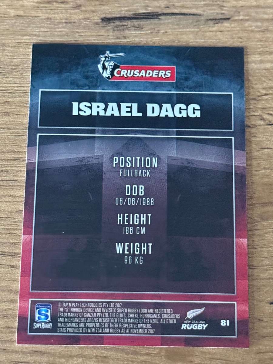Rugby Card - Israel Dagg (Crusaders) 2017 Tap and Play Rugby Card