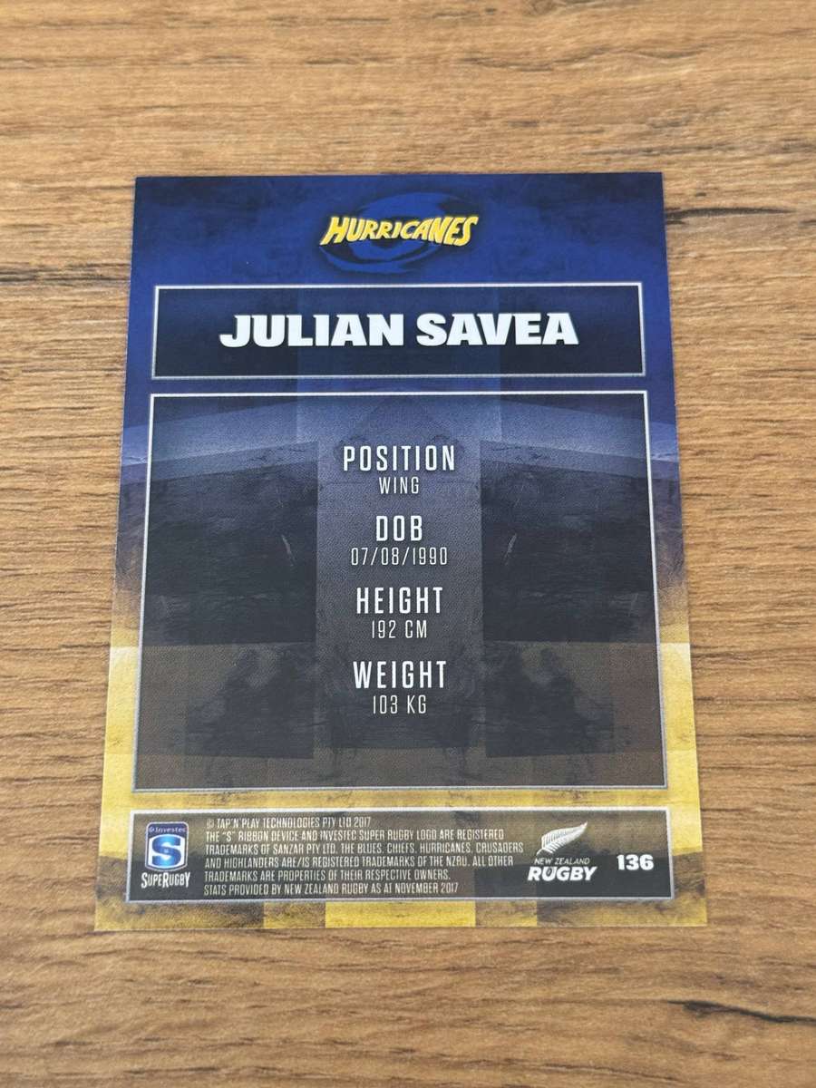 Rugby Card - Julian Savea (Hurricanes) 2017 Tap and Play Rugby Card