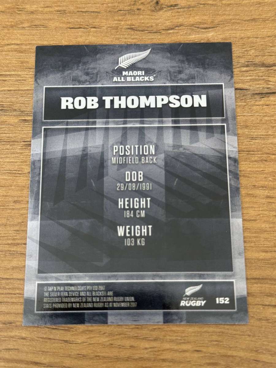 Rugby Card - Rob Thompson (Maori All Blacks) 2017 Tap and Play Rugby Card