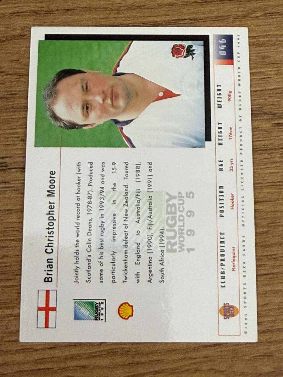 Rugby Card - Brian Moore (Nr46) 1995 Sports Deck Rugby World Cup Card