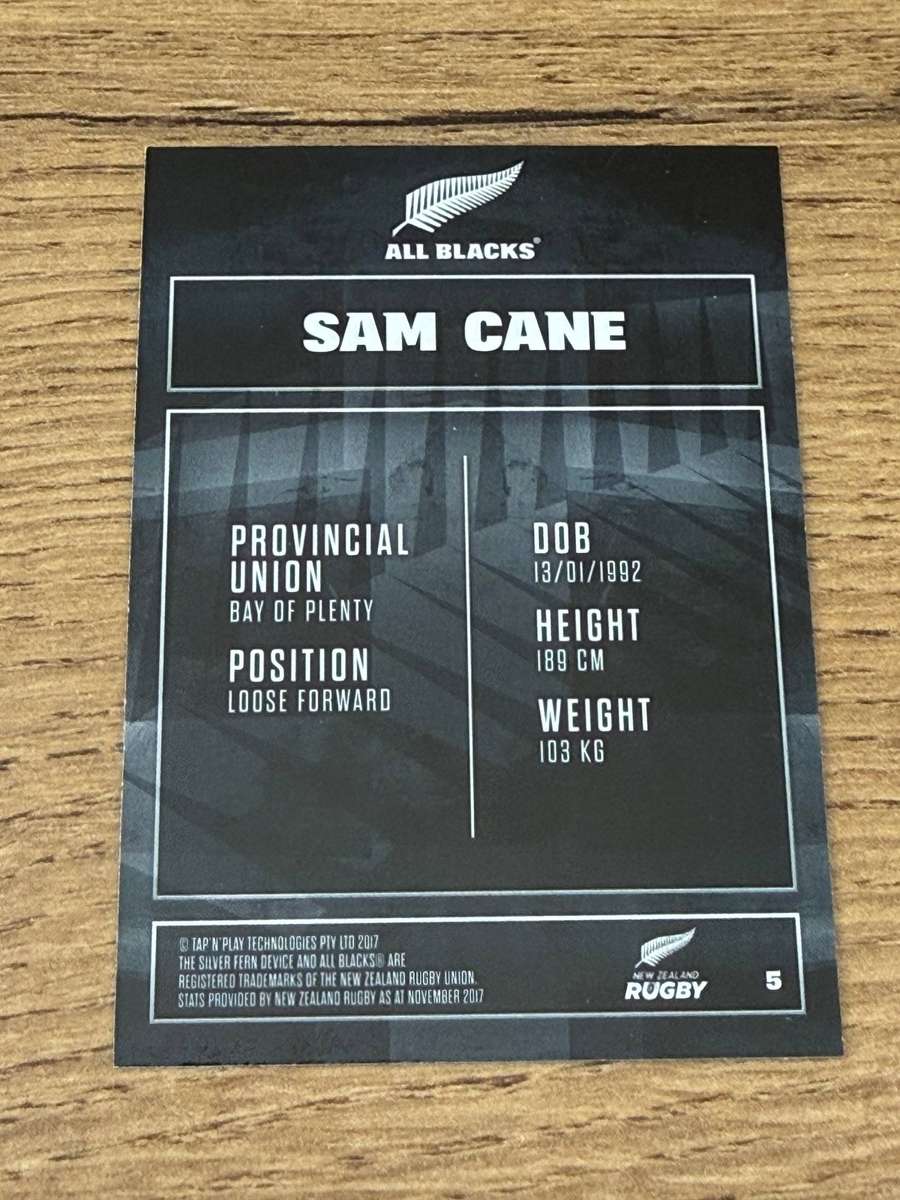 Rugby Card - Sam Cane (All Blacks) 2017 Tap and Play Rugby Card