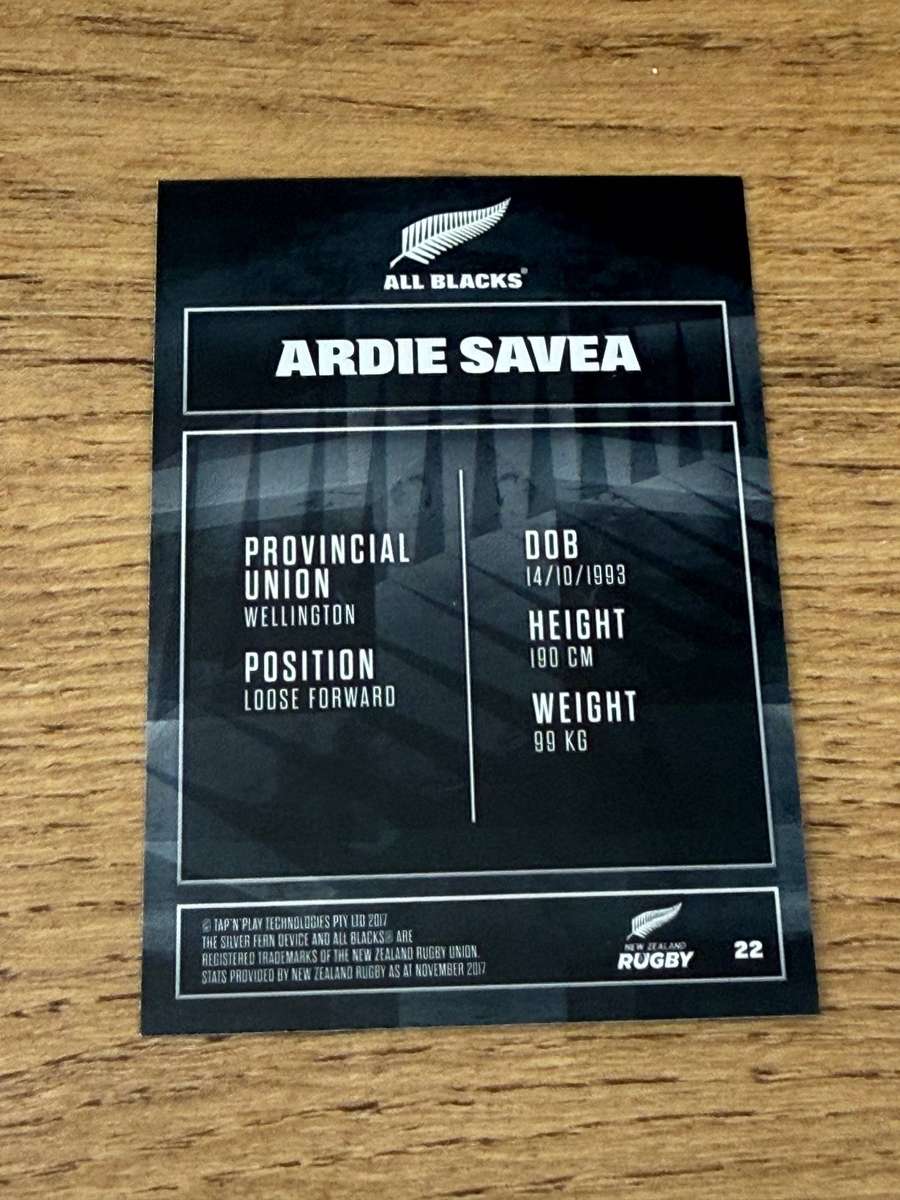 Rugby Card - Ardie Savea (All Blacks) 2017 Tap and Play Rugby Card