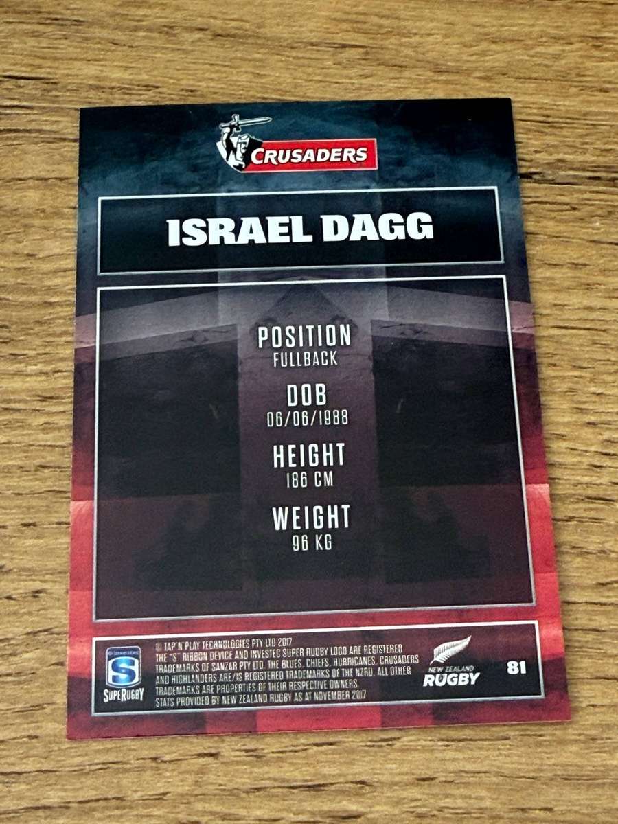 Rugby Card - Israel Dagg (Crusaders) 2017 Tap and Play Rugby Card