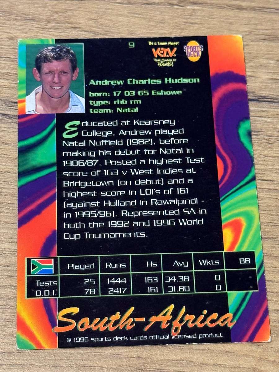 Cricket Card - Andrew Hudson 1996 Sports Deck Cricket Card