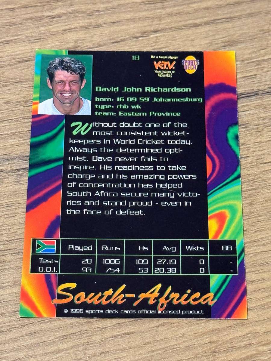 Cricket Card - Dave Richardson 1996 Sports Deck Cricket Card