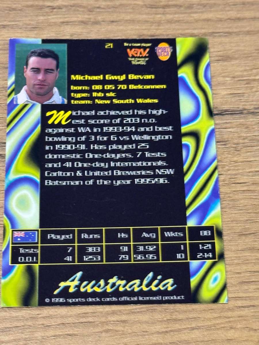 Cricket Card - Michael Bevan 1996 Sports Deck Cricket Card
