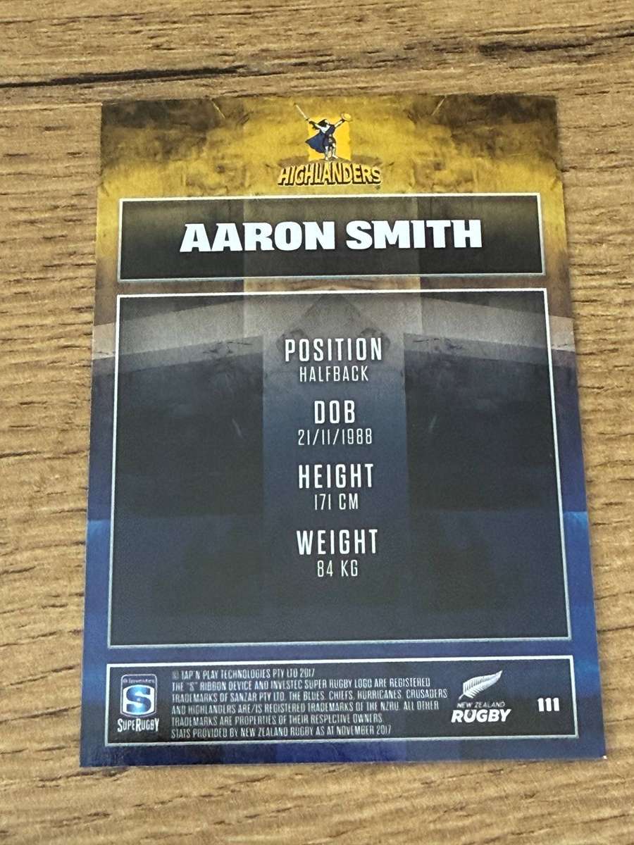 Rugby Card - Aaron Smith (Highlanders) 2017 Tap and Play Rugby Card