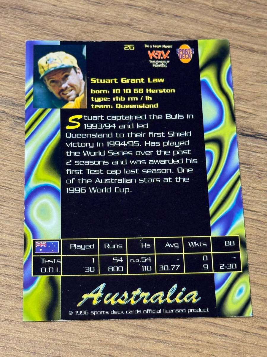 Cricket Card - Stuart Law 1996 Sports Deck Cricket Card