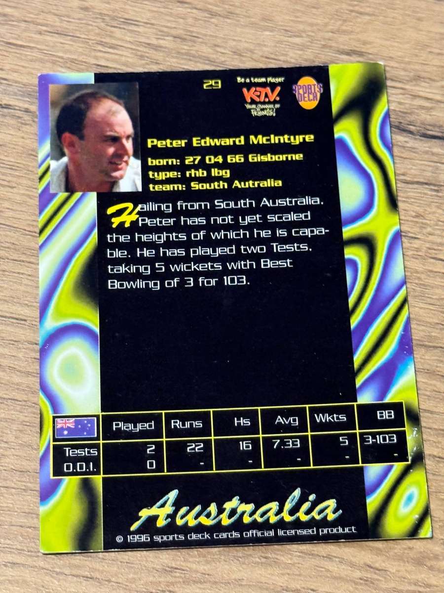 Cricket Card - Peter McIntyre 1996 Sports Deck Cricket Card