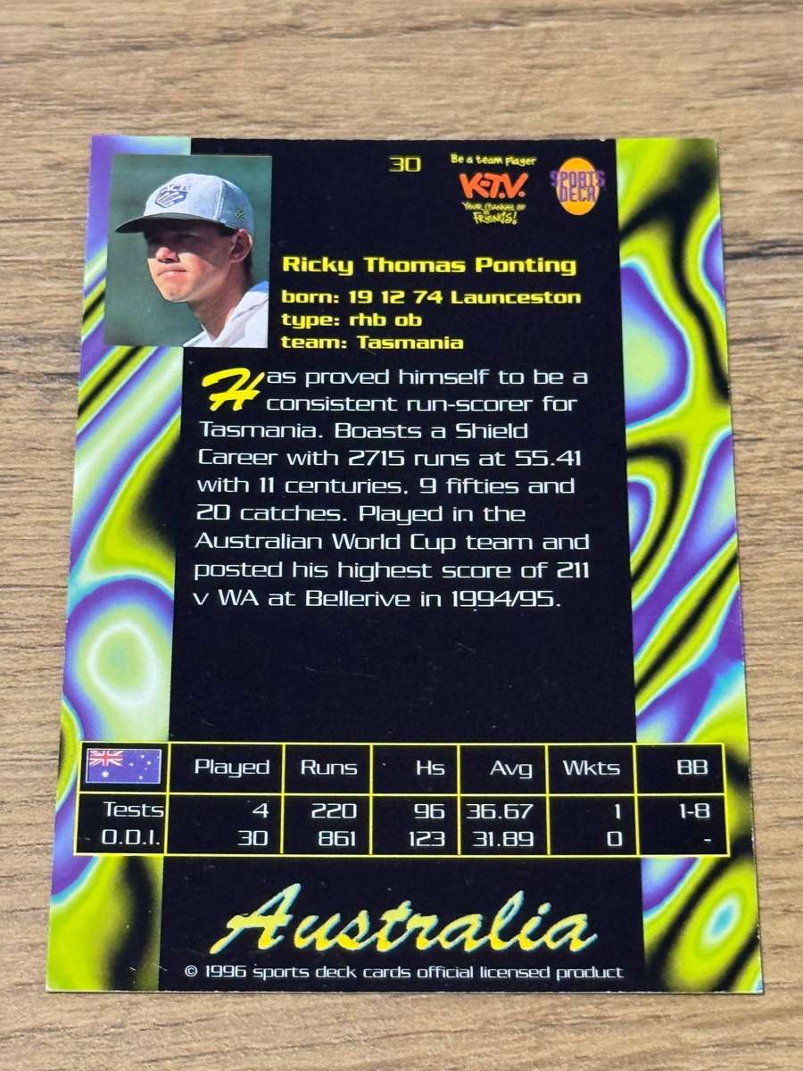 Cricket Card - Ricky Ponting 1996 Sports Deck Cricket Card