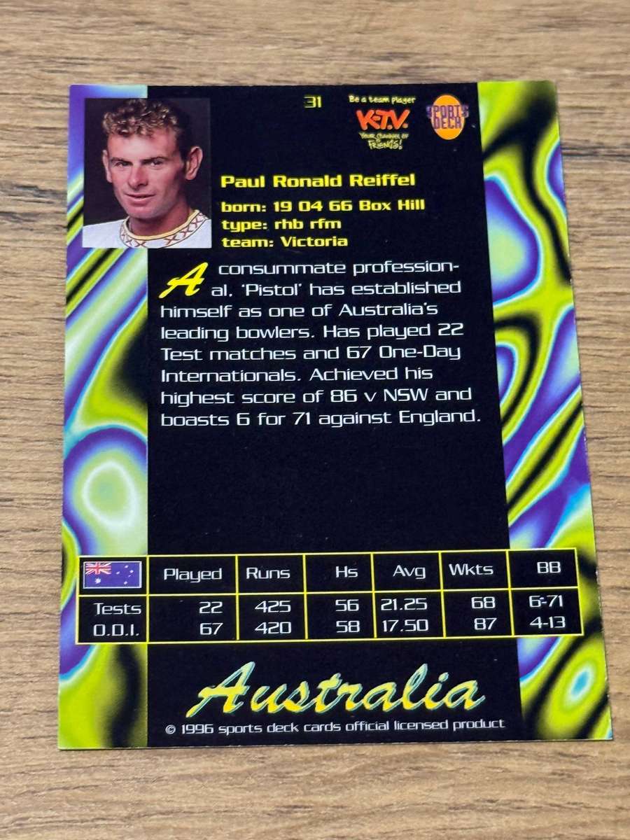 Cricket Card - Paul Reiffel 1996 Sports Deck Cricket Card