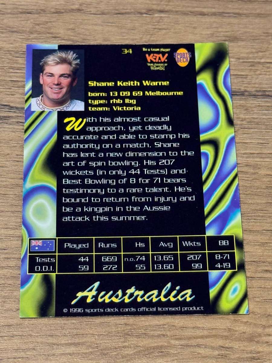 Cricket Card - Shane Warne 1996 Sports Deck Cricket Card