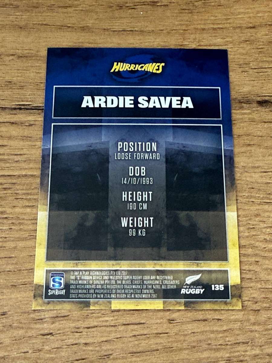 Rugby Card - Ardie Savea (Hurricanes) 2017 Tap and Play Rugby Card
