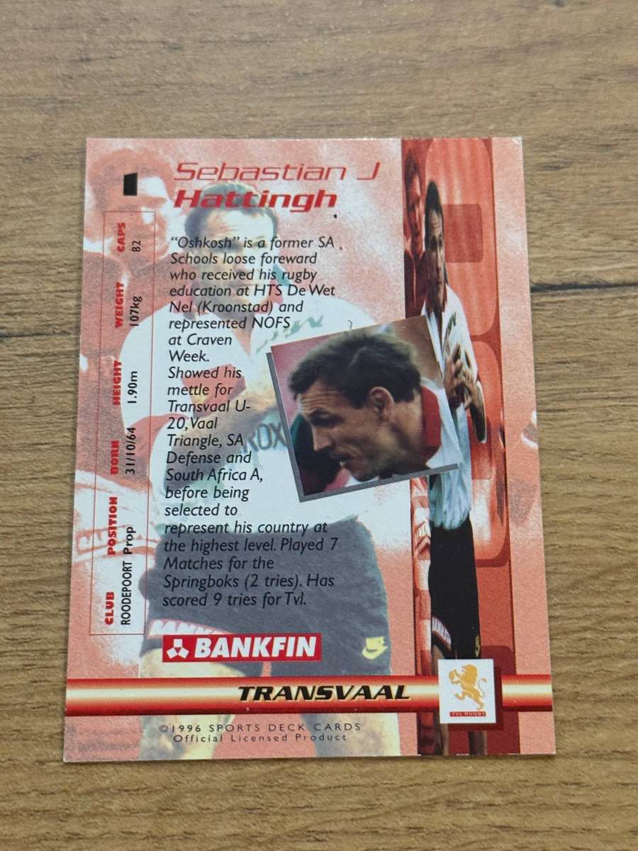 Rugby Card - Ian Hattingh 1996 Sports Deck Rugby Card