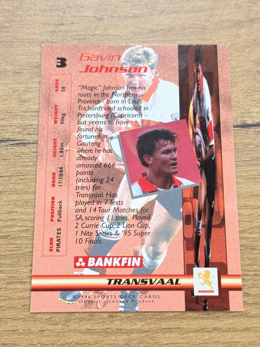 Rugby Card - Gavin Johnson 1996 Sports Deck Rugby Card