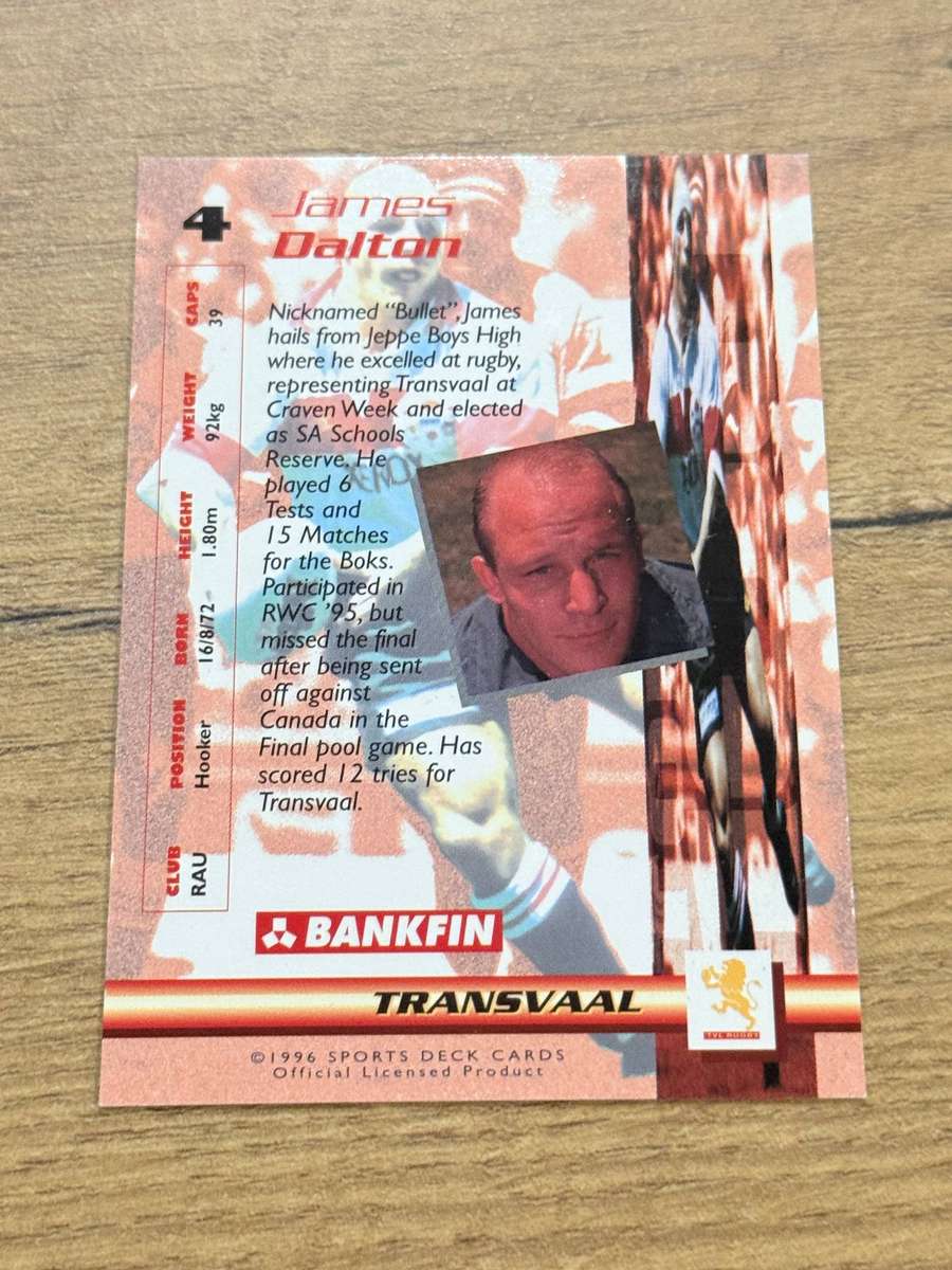 Rugby Card - James Dalton 1996 Sports Deck Rugby Card