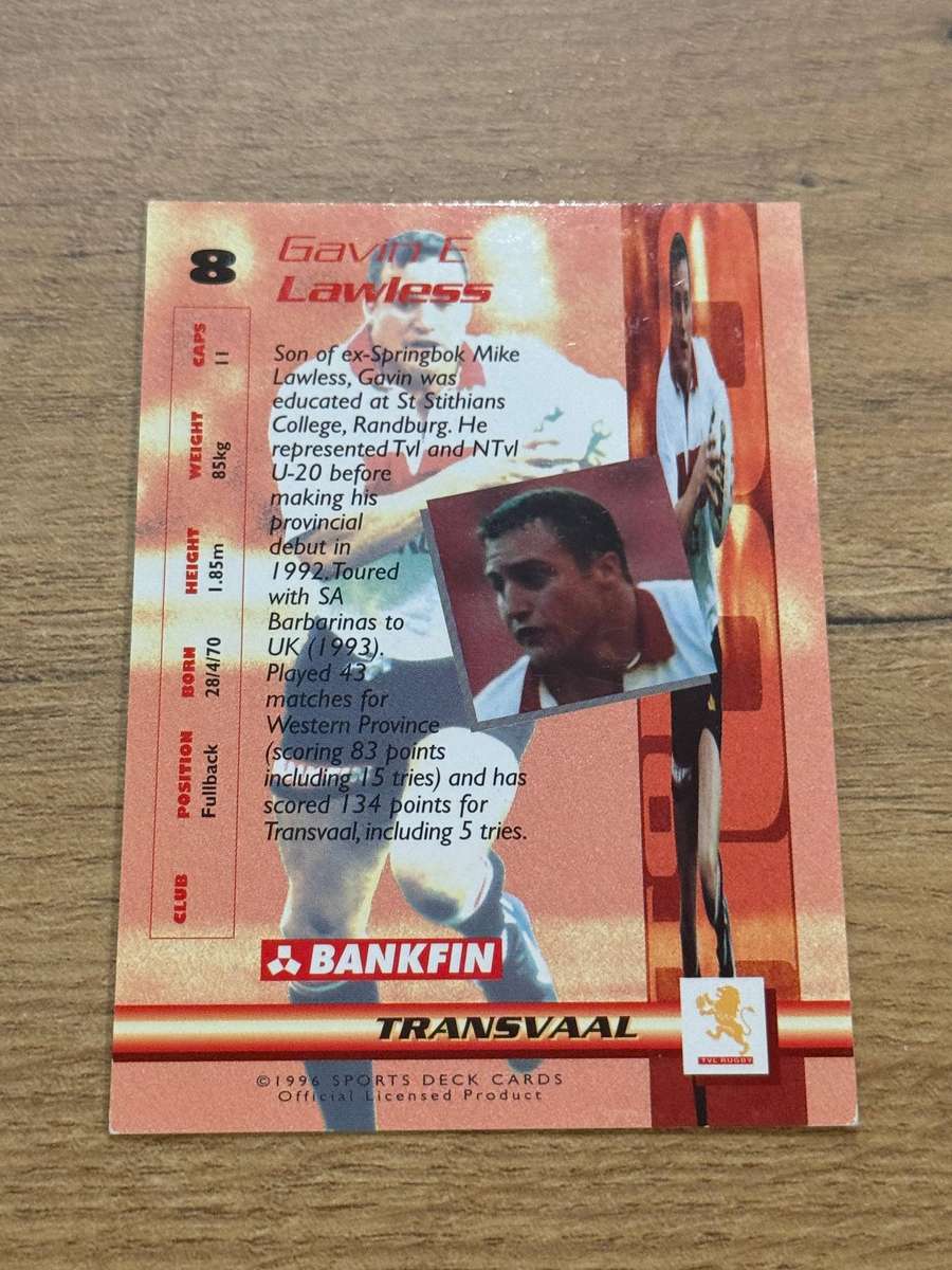 Rugby Card - Gavin Lawless 1996 Sports Deck Rugby Card