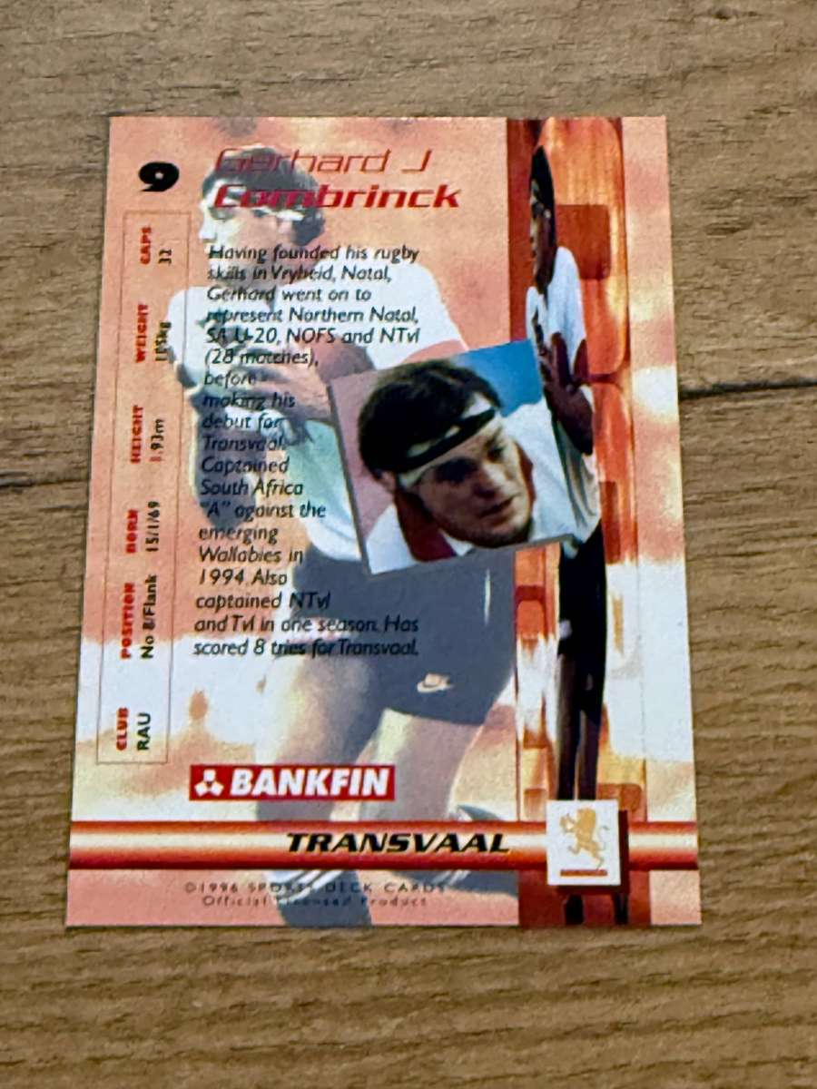 Rugby Card - Gerhard Combrinck 1996 Sports Deck Rugby Card