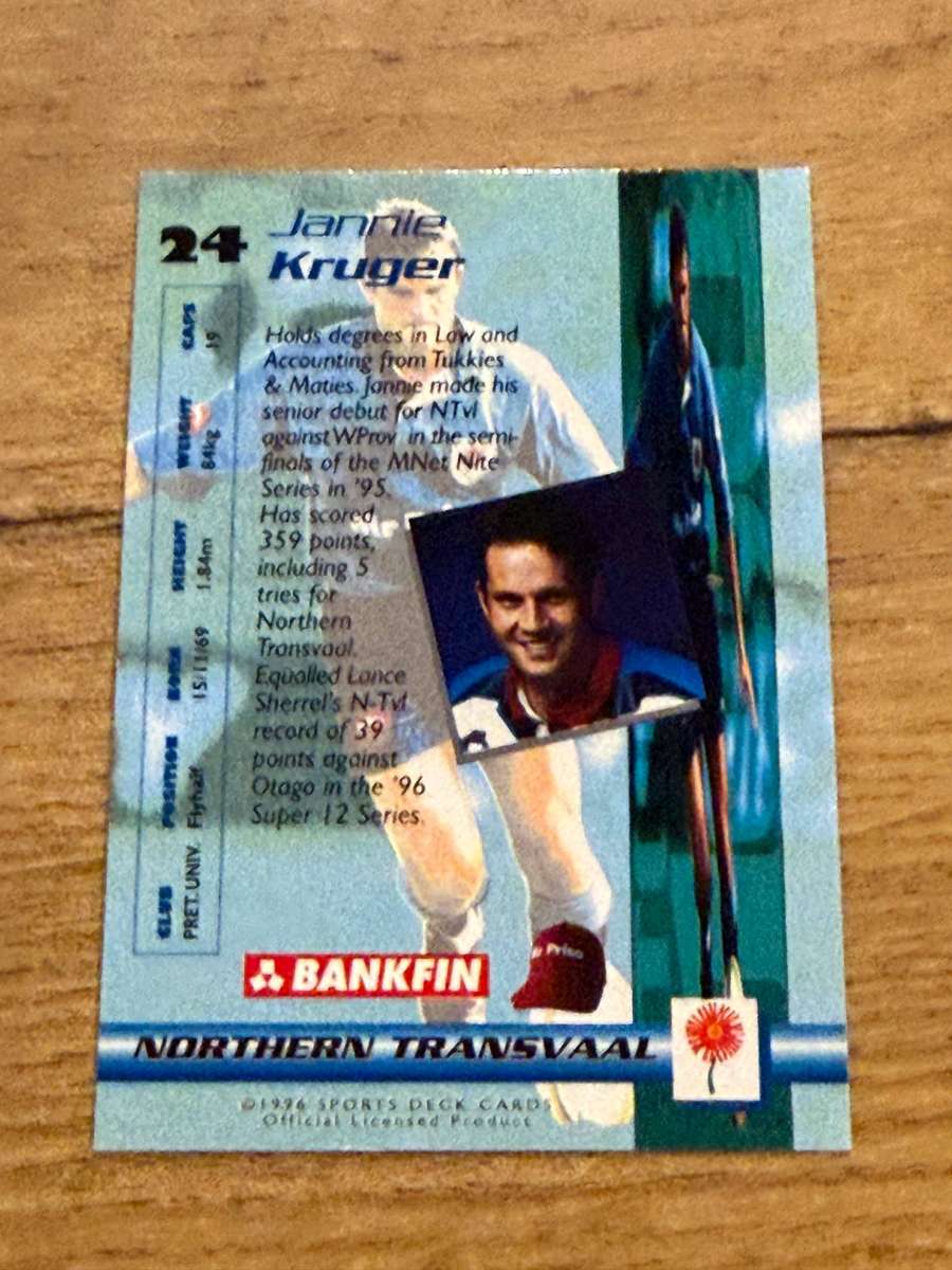 Rugby Card - Jannie Kruger 1996 Sports Deck Rugby Card