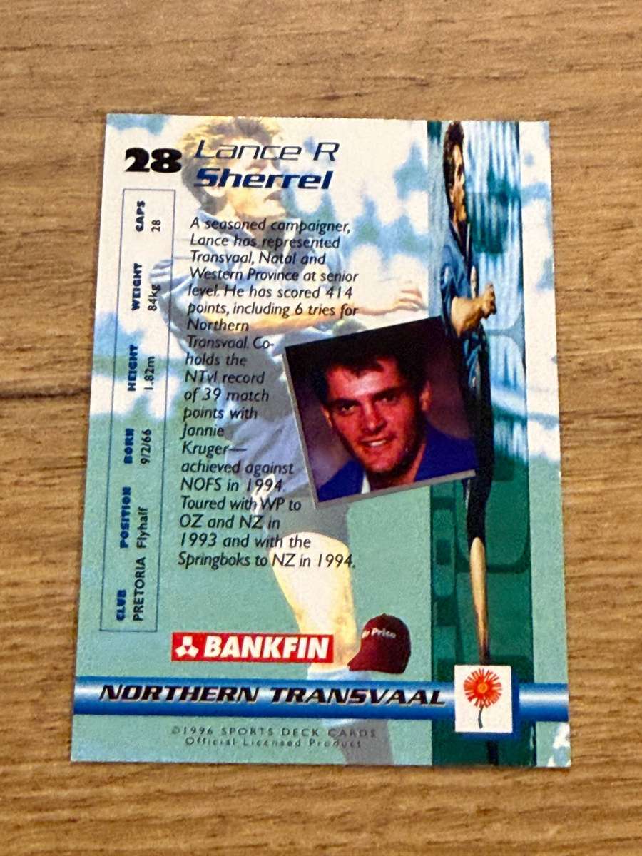 Rugby Card - Lance Sherrel 1996 Sports Deck Rugby Card