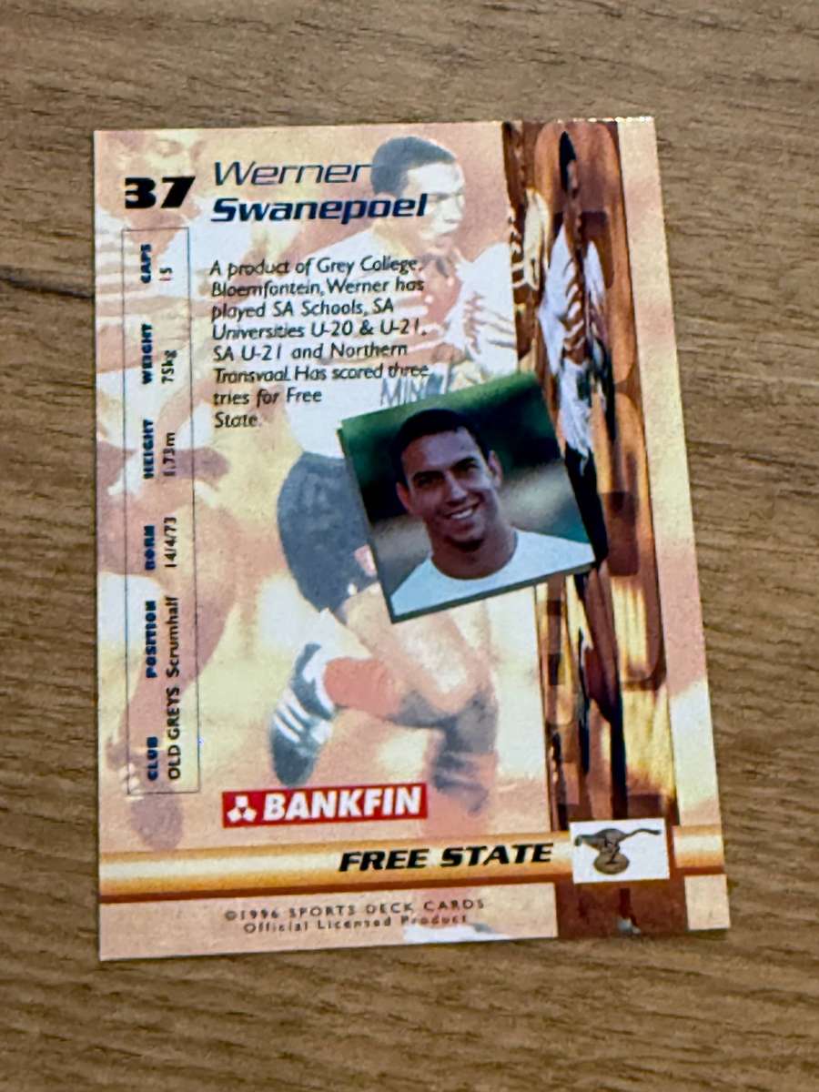 Rugby Card - Werner Swanepoel 1996 Sports Deck Rugby Card