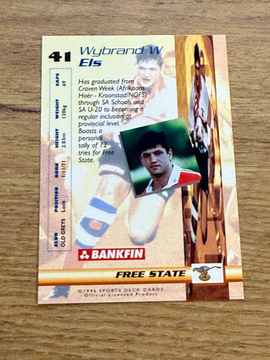 Rugby Card - Braam Els 1996 Sports Deck Rugby Card