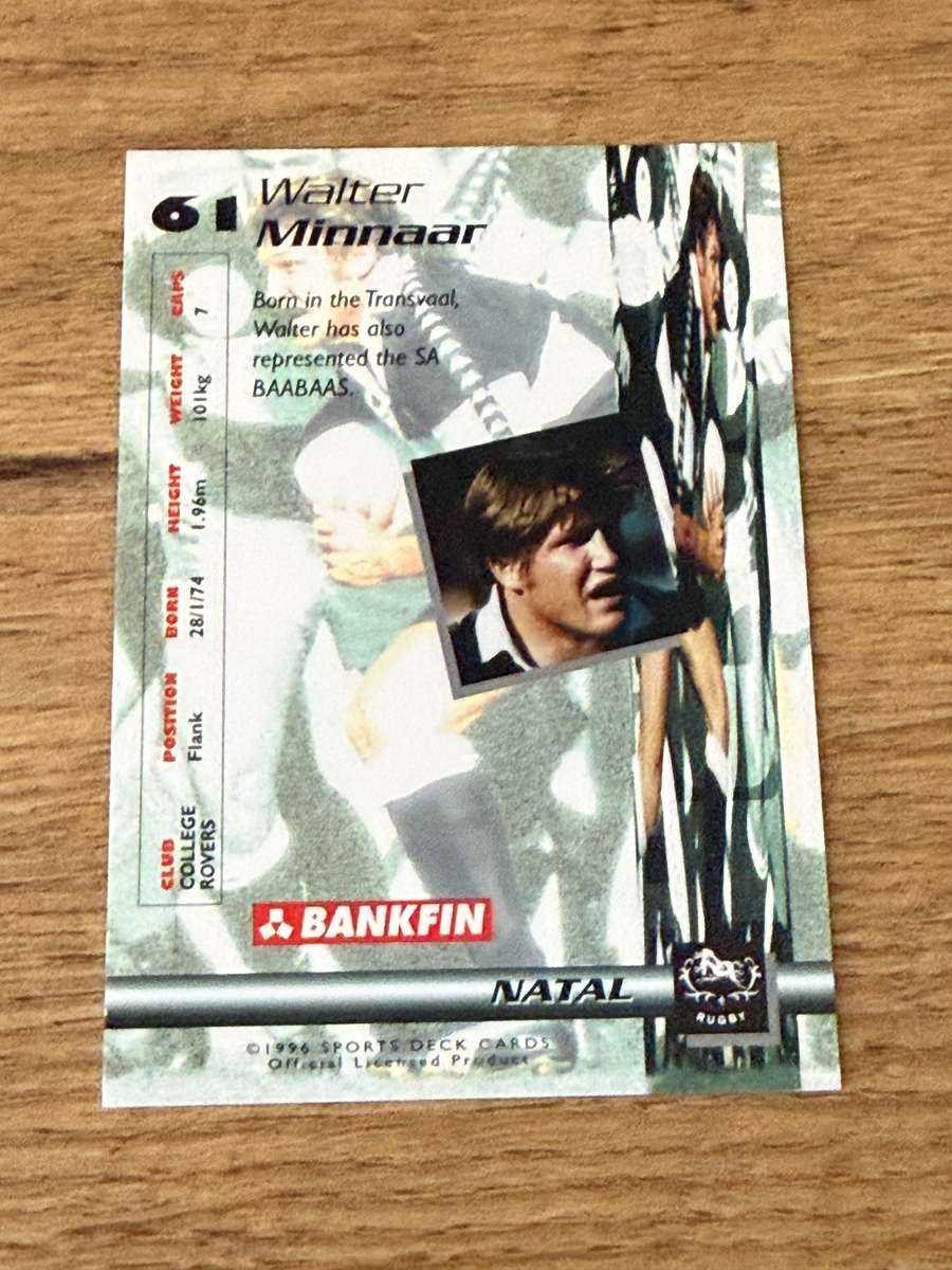 Rugby Card - Walter Minnaar 1996 Sports Deck Rugby Card