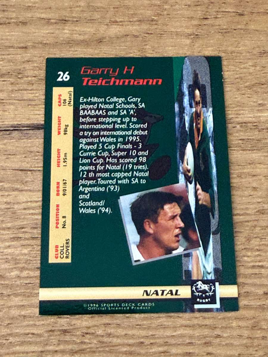 Rugby Card - Gary Teichmann 1996 Sports Deck Rugby Card