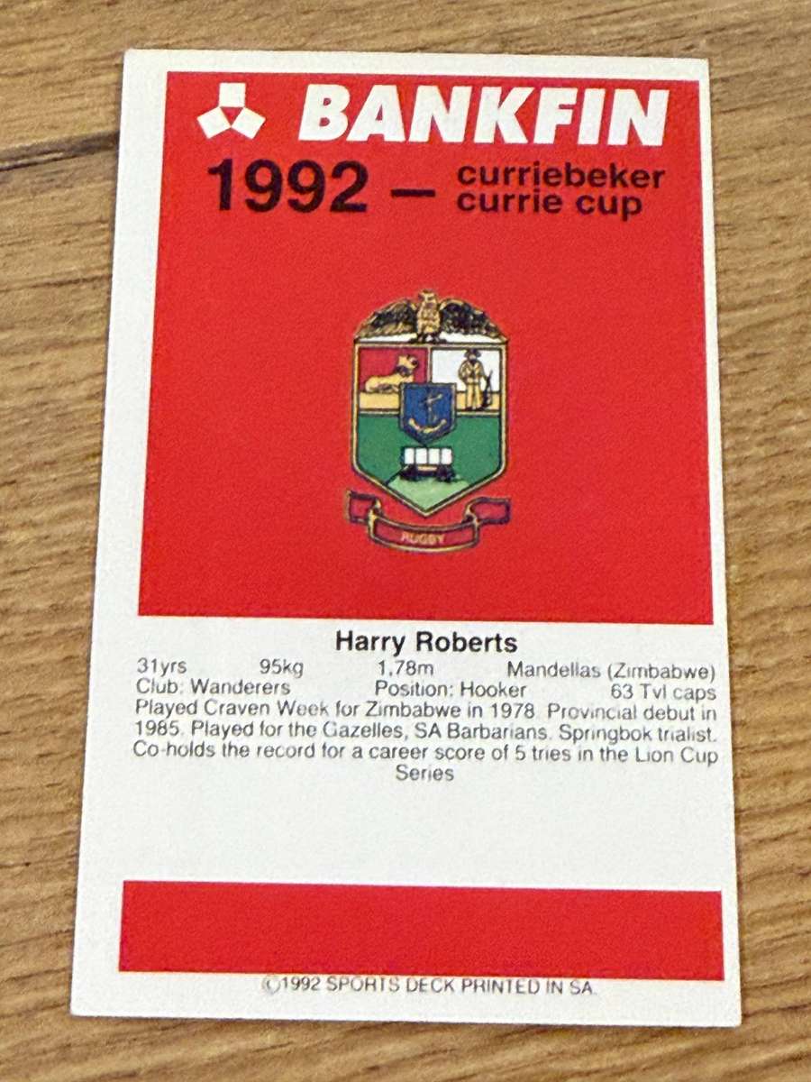 Rugby Card - Harry Roberts 1992 Sports Deck Rugby Card
