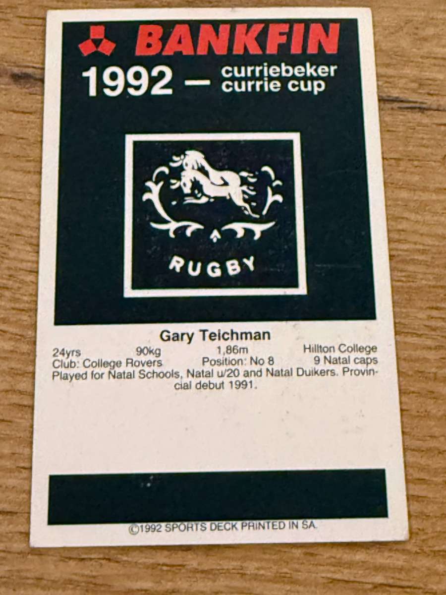 Rugby Card - Gary Teichmann 1992 Sports Deck Rugby Card