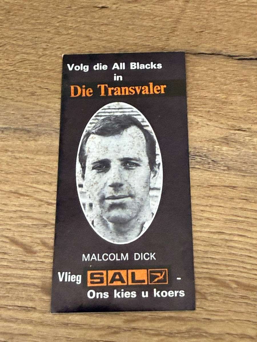 Rugby Card - Malcolm Dick 1970 Transvaler Rugby Card/Sticker
