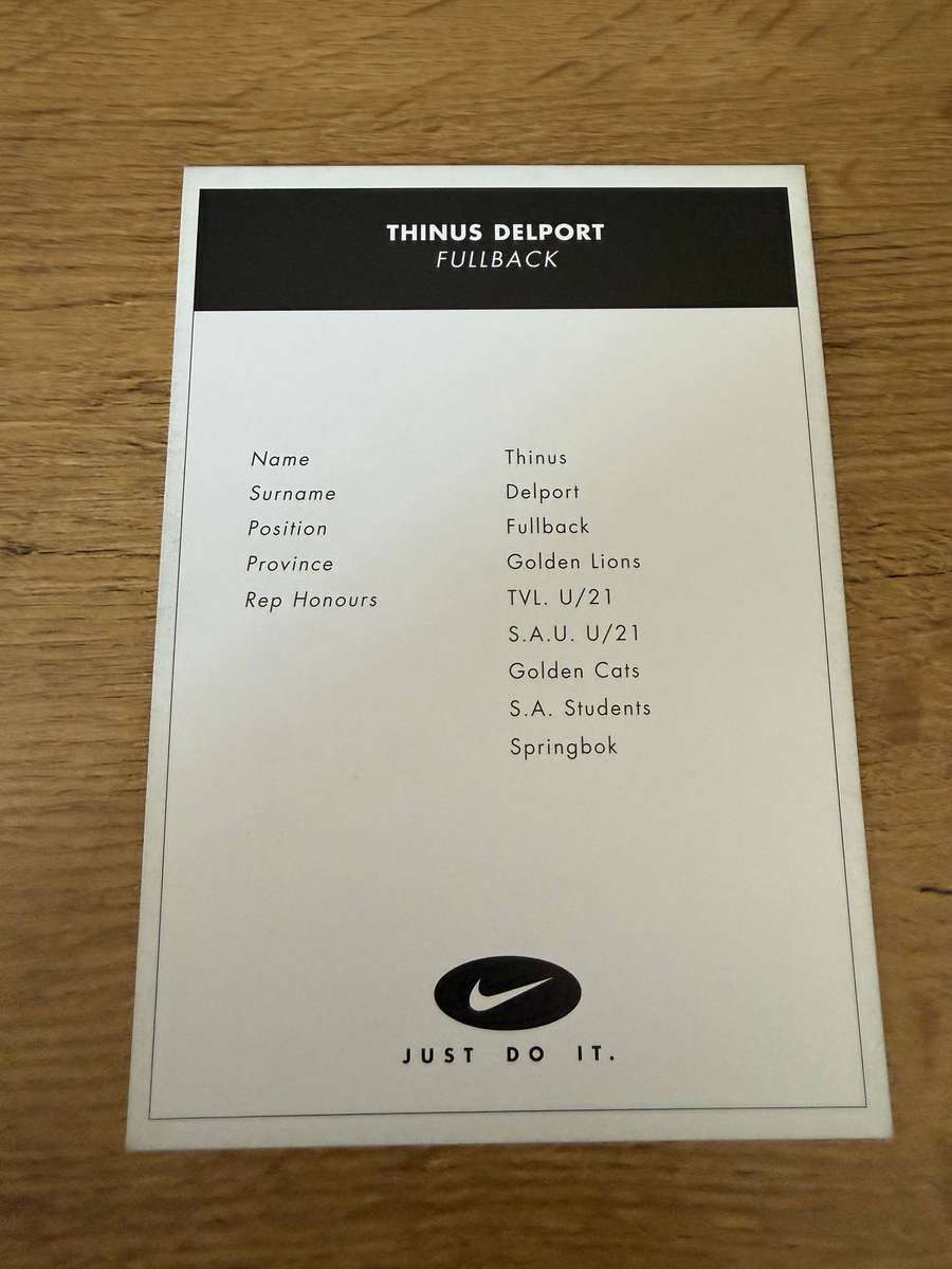 Rugby Card - Tinus Delport 1999 Nike Rugby Card