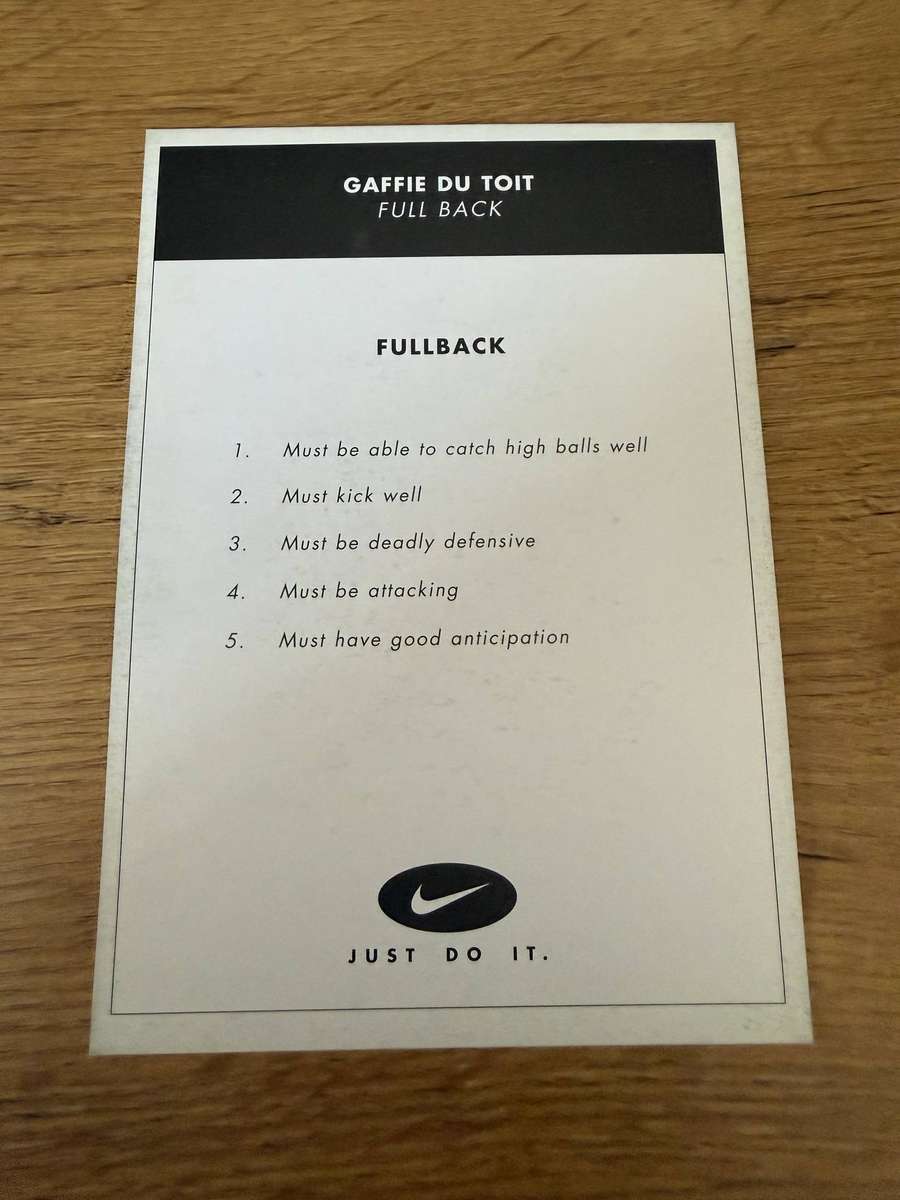 Rugby Card - Gaffie du Toit 1999 Nike Rugby Card